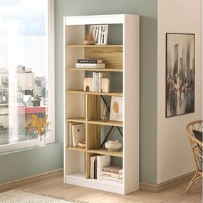 Βιβλιοθήκη "VIANA" σε χρώμα felt/λευκό 76x25x170
