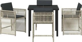 vidaXL Σέτ φαγητού για κήπο 5 pcs Ανοιχτό γκρι