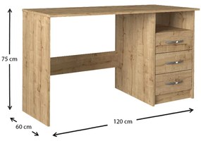 Γραφείο εργασίας Eldoris Megapap χρώμα sapphire oak 120x60x75εκ.