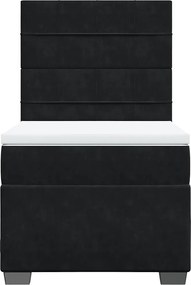 vidaXL Κρεβάτι Boxspring με Στρώμα Μαύρο 90x190 εκ. Βελούδινο