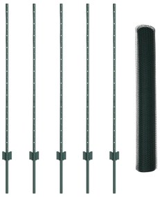 vidaXL Φράκτες  5 τεμάχια U-Channel Πράσινος 120 cm Χάλυβας