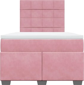 vidaXL Κρεβάτι Boxspring με Στρώμα Ροζ 120x200 εκ. Βελούδινο