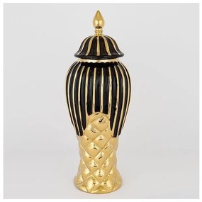 Βάζο Με Καπάκι Κεραμικό Μαύρο & Χρυσό 17x41cm 752-20116 Estheti-752-20116-Μαύρο-Χρυσό 752-20116