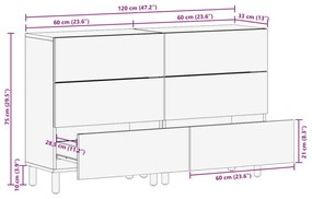 Ντουλάπι 2 τεμ. Μαύρο 60x33x75 εκ. από Επεξεργασμένο Ξύλο - Μαύρο