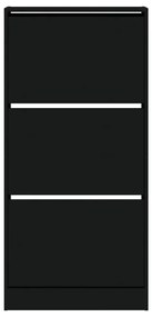 Παπουτσοθήκη Μαύρη 60x21x125,5 εκ. από Επεξεργασμένο Ξύλο - Μαύρο