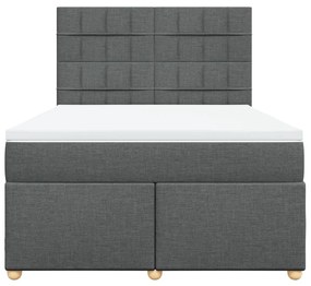 vidaXL Κρεβάτι Boxspring με Στρώμα Σκούρο Γκρι 140x190 εκ. Υφασμάτινο