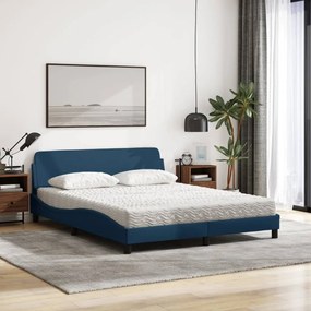 vidaXL Κρεβάτι με Στρώμα Dover Μπλε 160x200 εκ. Υφασμάτινο
