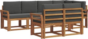 vidaXL Σειρά Καναπέ Εξωτερικού με μαξιλάρι 7 pcs Φυσικό και Ανθρακί