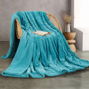 Κουβέρτα Fleece Υπέρδιπλη Με Γουνάκι (220x240) Rythmos Jollein Τυρκουάζ