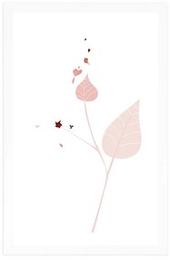 Αφίσα με παρπαστού Φύλλα σε απλή διακόσμηση - 60x90 white