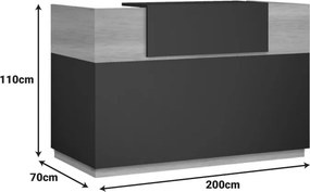 Γραφείο reception Lotus pakoworld σε χρώμα φυσικό - ανθρακί 200x70x110εκ