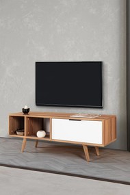 Έπιπλο Τηλεόρασης Καρυδί / Λευκό RECOR 130x35x18
