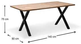 Τραπέζι Jeremy Megapap Mdf - μεταλλικό χρώμα ακακίας 140x80x75εκ. - Μέταλλο - GP038-0006,1