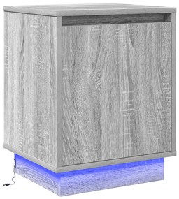 vidaXL Κομοδίνο με LED Φώτα Γκρι Σοναμά 39x34,5x50 εκ.