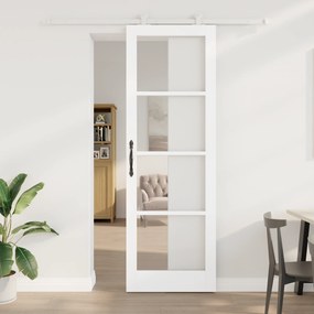 vidaXL Συρόμενη Πόρτα  με Σετ Υλικών 'ORKDAL' Λευκή Σταθερή Ξυλεία & Γυαλί