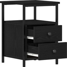 VidaXL Κομοδίνο Μαύρο Δρυς 34x35,5x50 εκ. από Τεχνητό Ξύλο