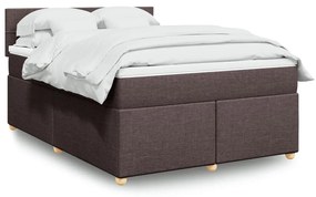 vidaXL Κρεβάτι Boxspring με Στρώμα Σκούρο Καφέ 140x190 εκ. Υφασμάτινο