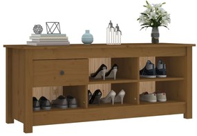 vidaXL Παπουτσοθήκη Μελί 110x38x45,5 εκ. από Μασίφ Ξύλο Πεύκου
