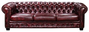 CHESTERFIELD BIRMINGHAM ΚΑΝΑΠΕΣ 4ΘΕΣΙΟΣ ΣΑΛΟΝΙΟΥ ΚΑΘΙΣΤΙΚΟΥ, ΔΕΡΜΑ ANTIQUE RED