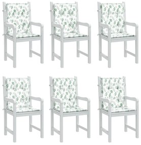 vidaXL Μαξιλάρια Καρέκλας με Πλάτη 6 τεμ. Σχέδιο με Φύλλα Υφασμάτινα