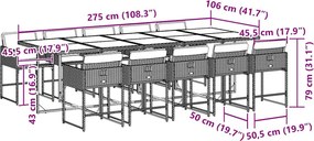 vidaXL Σετ Τραπεζαρίας Κήπου 11 τεμ Μαύρο από Συνθ. Ρατάν με Μαξιλάρια