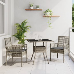 vidaXL 3 τεμαχίων Σετ Εξωτερικής Τραπεζαρίας Γκρι Πολυ Ρατάν