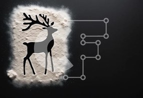 Σετ των 2 Intra Συλλεκτικό Ξύλινο Παζλ Plywood 4mm - Σιλουέτα ελαφιού σε ζάχαρη άχνη για ψήσιμο Σε Ξύλινο Κουτί - Διαστάσεις: 10x10 cm – 25 κομμάτια