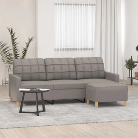 vidaXL Καναπές Τριθέσιος Taupe 180 εκ. Υφασμάτινος με Υποπόδιο