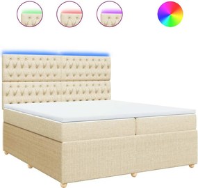 vidaXL Κρεβάτι Boxspring με Στρώμα Κρεμ 200x200 εκ. Υφασμάτινο