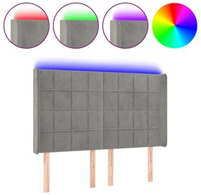 vidaXL Κεφαλάρι Κρεβατιού LED Ανοιχτό Γκρι 147x16x118/128εκ. Βελούδινο