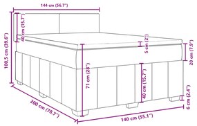 Κρεβάτι Boxspring με Στρώμα Μαύρο 140x200 εκ. Υφασμάτινο - Μαύρο