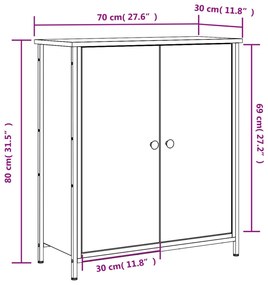 Ντουλάπι Γκρι Sonoma 70 x 30 x 80 εκ. από Επεξεργ. Ξύλο - Γκρι