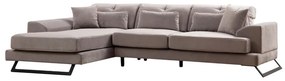Γωνιακός καναπές PWF-0575 δεξιά γωνία ύφασμα γκρι 308/190x92εκ Υλικό: Fabric: 100%  POLYESTER  - BEEICH WOOD - CHPBOARD - METAL 071-001412