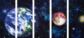 5 μερών εικόνα πλανήτη Γη και κόκκινο φεγγάρι