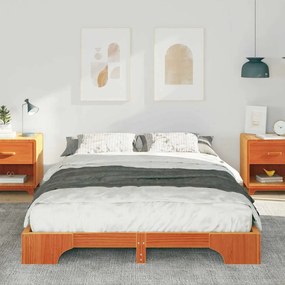vidaXL Κρεβάτι δαπέδου Καφέ 140 x 220 cm Μασίφ ξύλο πεύκου