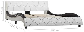 Πλαίσιο Κρεβατιού Ασπρόμαυρο 140x200 εκ. Συνθετικό Δέρμα - Λευκό