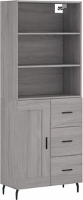 vidaXL Ντουλάπι Γκρι Sonoma 69,5 x 34 x 180 εκ. Επεξεργασμένο Ξύλο