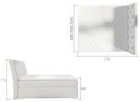 Επενδεδυμένο κρεβάτι Baltimore με στρώμα και ανώστρωμα-160 x 200-Mauro