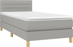 vidaXL Κρεβάτι Boxspring με Στρώμα Ανοιχτό Γκρι 100x200 εκ. Υφασμάτινο