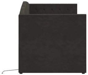vidaXL Καναπές Κρεβάτι με Στρώμα & USB Μαύρος 90 x 200 εκ. Βελούδινος