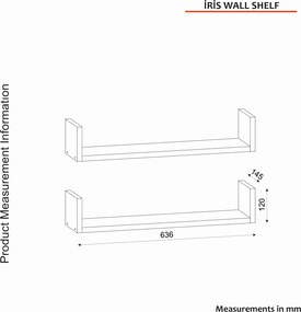 Ράφι Τοίχου Λευκό ETRERA 63x14.5x14.5