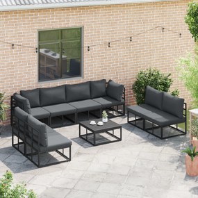 vidaXL Σετ Καναπέ Κήπου 8 pcs Μαύρο 283 x 71.5 x 71 εκ. Αλουμίνιο