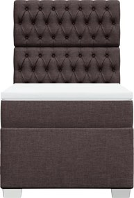 vidaXL Κρεβάτι Boxspring με Στρώμα Σκούρο Καφέ 90x190 εκ. Υφασμάτινο