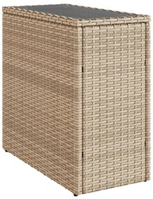 vidaXL Τραπέζι Κήπου με Γυάλινη Επιφ. Μπεζ 58x27,5x55 εκ. Συνθ. Ρατάν