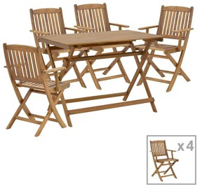 Dining table Recofly-Jaybo set of 5 folding natural solid acacia wood 100x65x72cm 100x65x72 εκ.