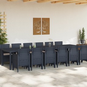 vidaXL Σετ Κήπου 13 Τεμαχίων με Μαξιλάρια Ανθρακί Πολυ Ρατάν