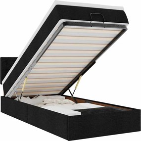 vidaXL Οθωμανικό κρεβάτι με στρώμα Μαύρο 90x190cm Ύφασμα