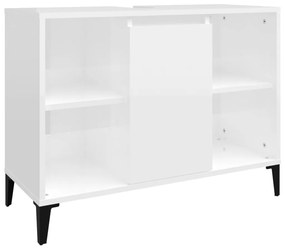 vidaXL Ντουλάπι Νιπτήρα Γυαλ. Λευκό 80x33x60 εκ. Επεξεργασμένο Ξύλο
