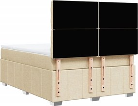 vidaXL Κρεβάτι Boxspring με Στρώμα Κρεμ 140x200 εκ. Υφασμάτινο