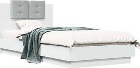 vidaXL Κρεβάτι με Κεφαλάρι Λευκό 80 x 200 cm Επεξεργασμένο Ξύλο
